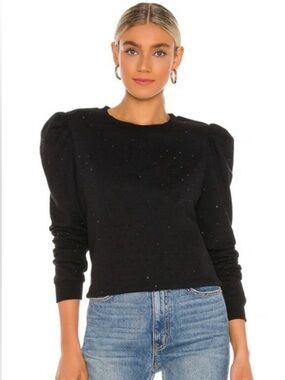 Generation Love crystal Black Puff-Sleeve Crewneck Sweatshirt